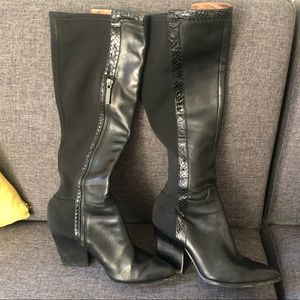 Donald J Pliner High Black Leather Boots size 7M